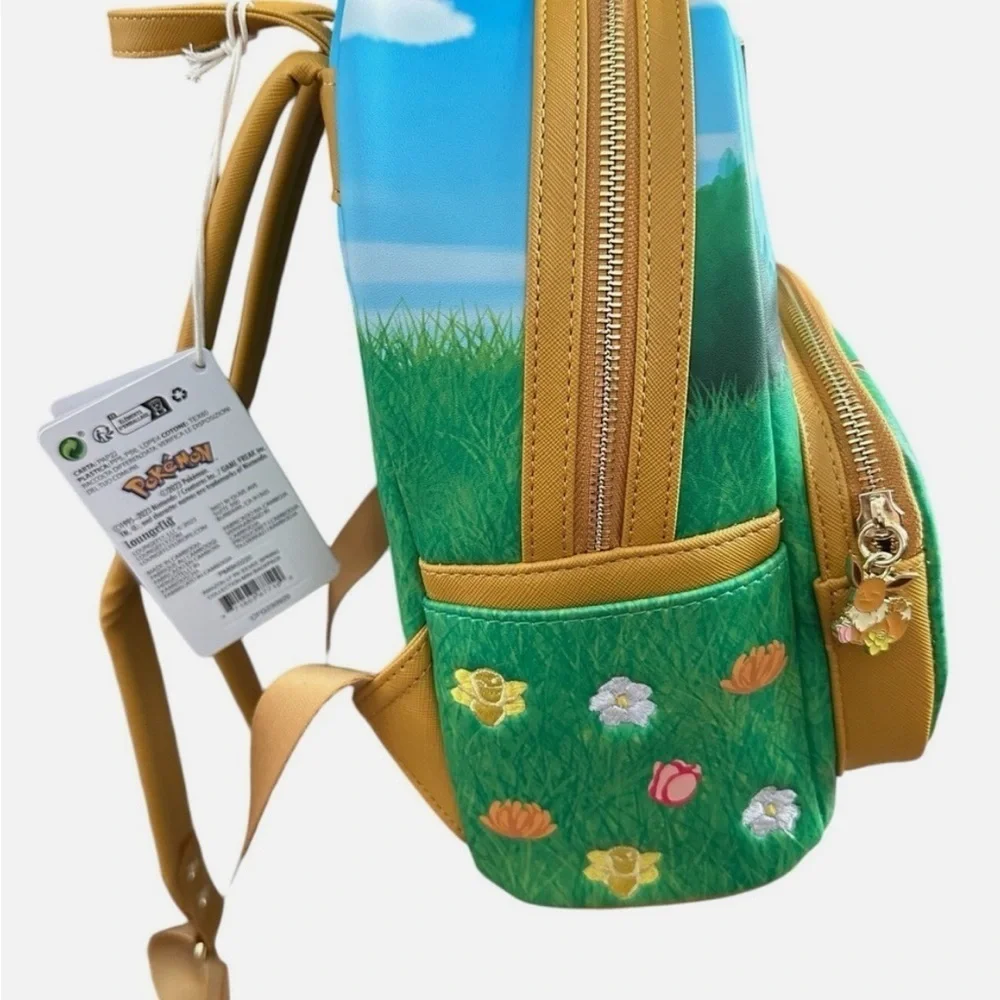 Loungefly Pokemon Eevee Embroidered Flowers Grass Mini Backpack